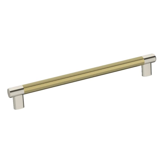 Amerock Esquire Series 10-1/16 in (256 mm) Center to Center Polished Nickel/Golden Champagne Pull, -BP36560PNBBZ