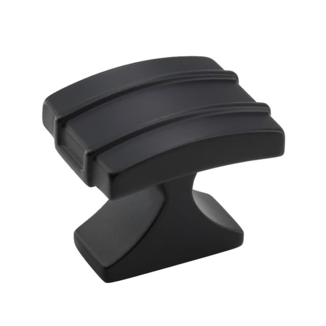 Amerock Davenport Series Matte Black 1-1/4 in (32 mm) L x 1 in (25 mm) W Knob, -BP36601MB