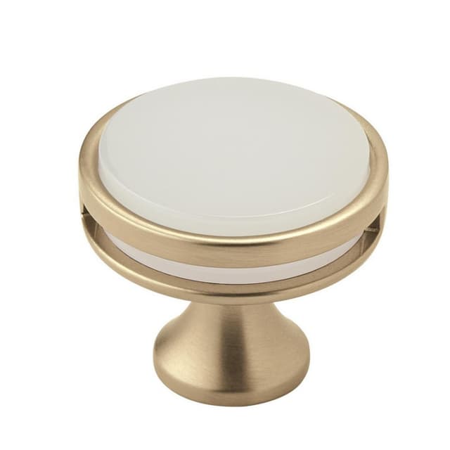 Amerock Oberon Series Golden Champagne/Frosted Acrylic 1-3/8 in (35 mm) Diameter Knob, - BP36608BBZFA