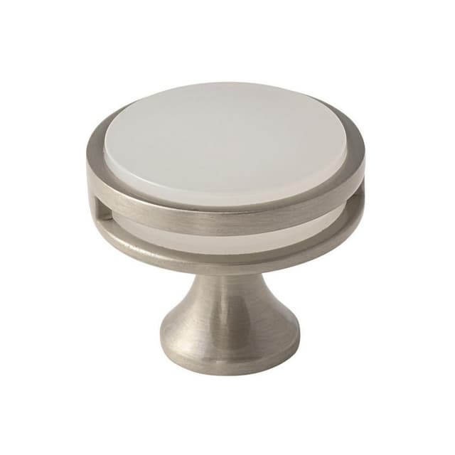 Amerock Oberon Series Satin Nickel/Frosted Acrylic 1-3/8 in (35 mm) Diameter Knob, - BP36608G10FA