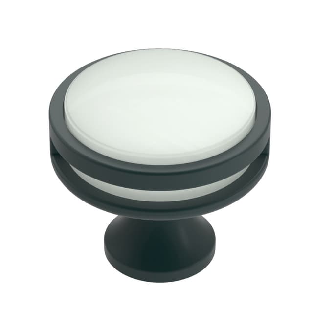 Amerock Oberon Series Matte Black/Frosted 1-3/8 in (35 mm) Diameter Knob, - BP36608MBFA