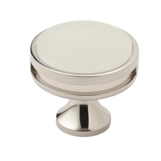 Amerock Oberon Series Polished Nickel/Frosted Acrylic 1-3/8 in (35 mm) Diameter Knob, - BP36608PNFA