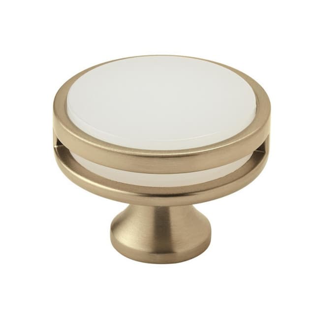 Amerock Oberon Series Golden Champagne/Frosted Acrylic 1-3/4 in (44 mm) Diameter Knob, - BP36609BBZFA