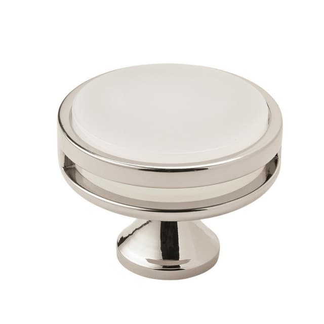Amerock Oberon Series Polished Nickel/Frosted Acrylic 1-3/4 in (44 mm) Diameter Knob, - BP36609PNFA