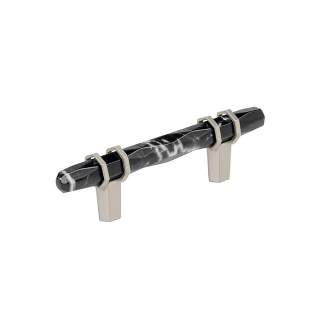 Amerock Carrione Series 3 in (76 mm) Center to Center Marble Black/Satin Nickel Pull, BP36639MBKG10