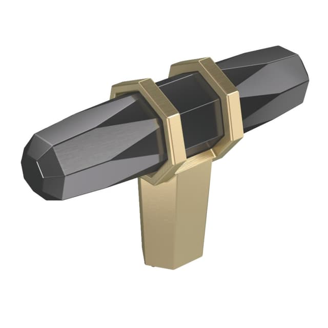 Amerock London Series Black Chrome/Golden Champagne 2-1/2 in (64 mm) L x 13/16 in (21 mm) W Knob, -BP36647BCRBBZ