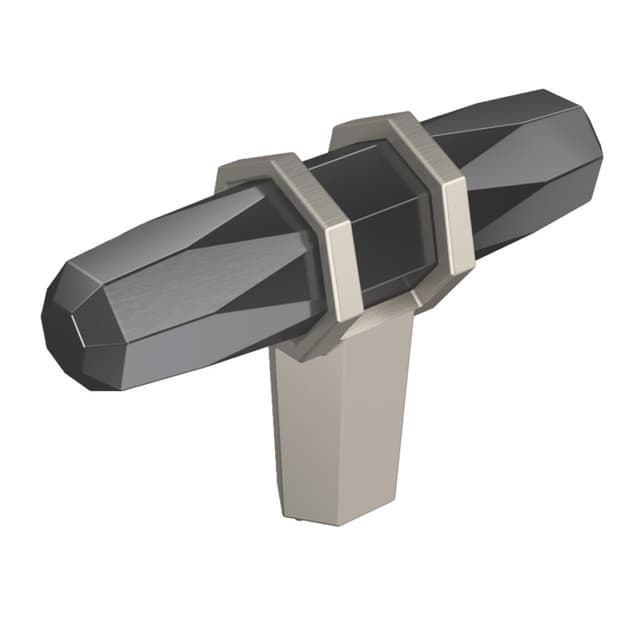 Amerock London Series Black Chrome/Satin Nickel 2-1/2 in (64 mm) L x 13/16 in (21 mm) W Knob, -BP36647BCRG10