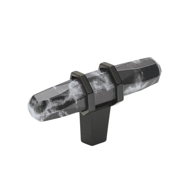 Amerock Carrione Series Marble Black/Black Bronze 2-1/2 in (64 mm) L x 13/16 in (21 mm) W Knob, -BP36647MBKBBR
