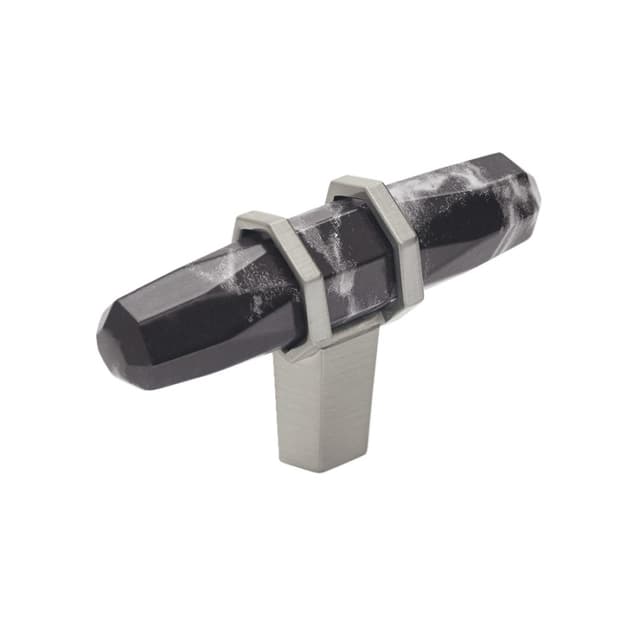 Amerock Carrione Series Marble Black/Satin Nickel 2-1/2 in (64 mm) L x 13/16 in (21 mm) W Knob, -BP36647MBKG10