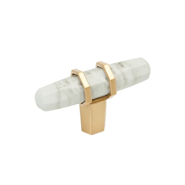 Amerock Carrione Series Matte White/Champagne Bronze 2-1/2 in (64 mm) L x 13/16 in (21 mm) W Knob, BP36647MWCZ