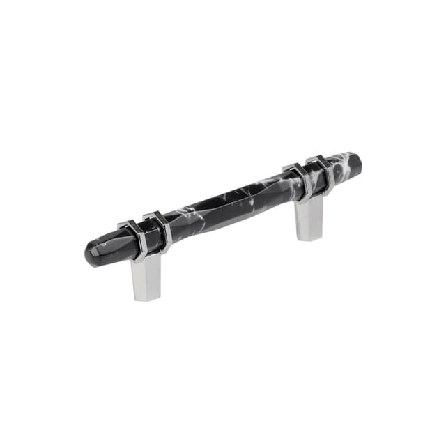 Amerock Carrione Series 3-3/4 in (95 mm) Center to Center Marble Black/Polished Nickel Pull, BP36648MBK26