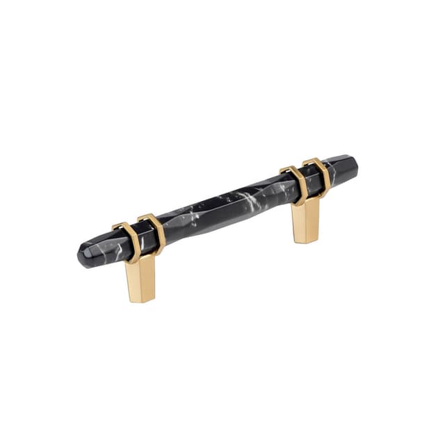 Amerock Carrione Series 3-3/4 in (95 mm) Center to Center Marble Black/Champagne Bronze Pull, BP36648MBKCZ