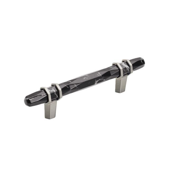 Amerock Carrione Series 3-3/4 in (96 mm) Center to Center Marble Black/Satin Nickel Pull, -BP36648MBKG10