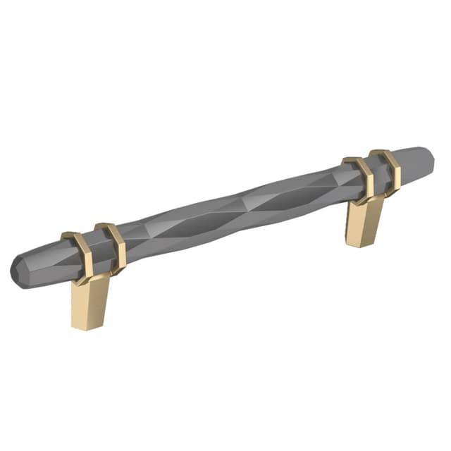 Amerock London Series 5-1/16 in (128 mm) Center to Center Black Chrome/Golden Champagne Pull, -BP36649BCRBBZ