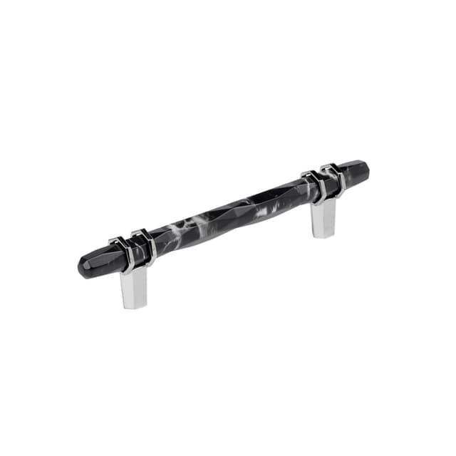 Amerock Carrione Series 5-1/16 in (128 mm) Center to Center Marble Black/Polished Nickel Pull, BP36649MBK26