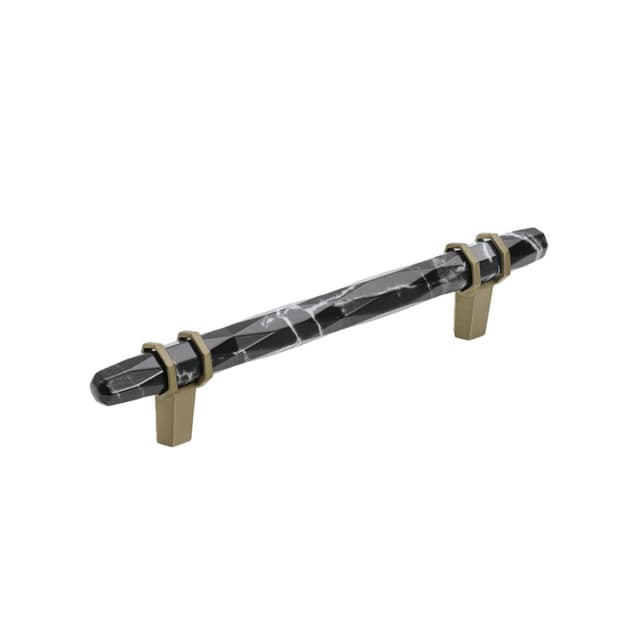 Amerock Carrione Series 5-1/16 in (128 mm) Center to Center Marble Black/Golden Champagne Pull, -BP36649MBKBBZ