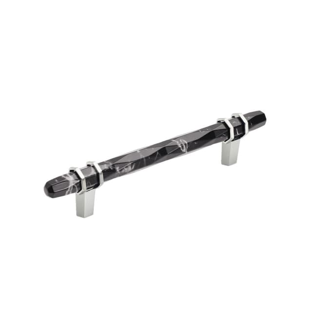 Amerock Carrione Series 5-1/16 in (128 mm) Center to Center Marble Black/Polished Nickel Pull, -BP36649MBKPN