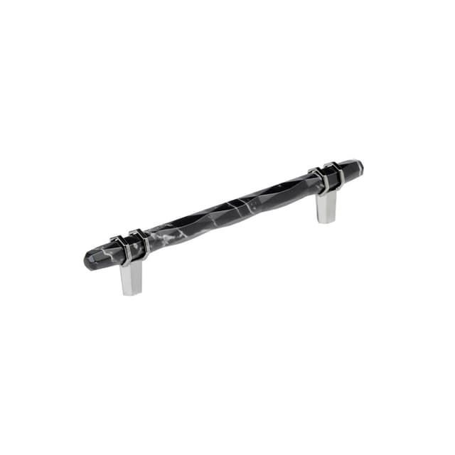 Amerock Carrione Series 6-5/16 in (160 mm) Center to Center Marble Black/Polished Nickel Pull, BP36650MBK26