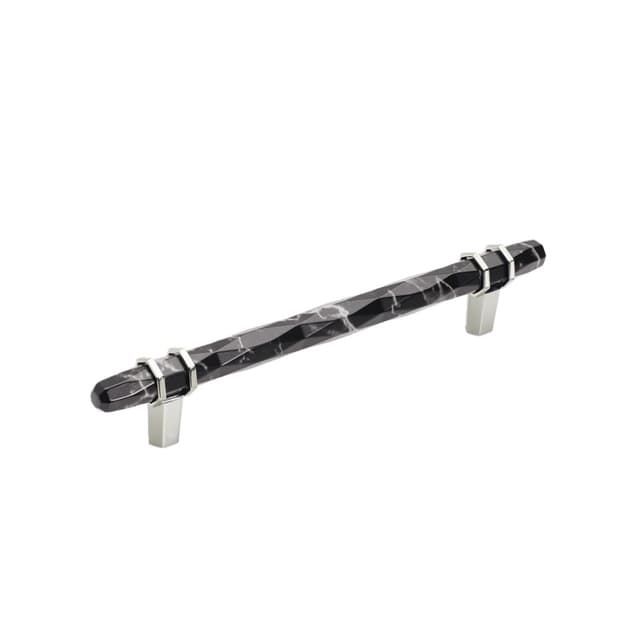 Amerock Carrione Series 6-5/16 in (160 mm) Center to Center Marble Black/Polished Nickel Pull, -BP36650MBKPN