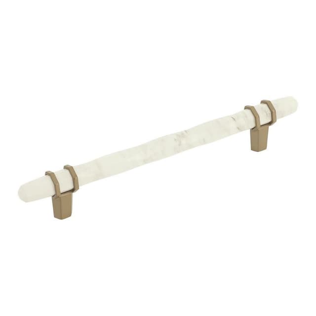 Amerock Carrione Series 6-5/16 in (160 mm) Center to Center Marble White/Golden Champagne Pull, -BP36650MWBBZ
