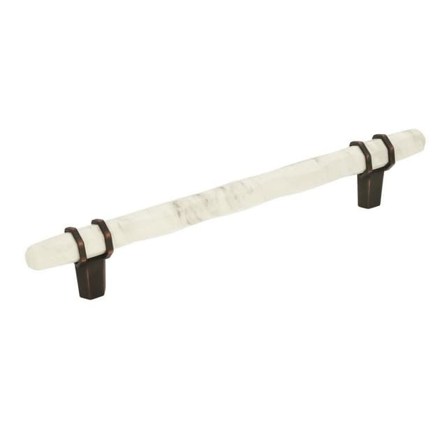 Amerock Carrione Series 6-5/16 in (160 mm) Center to Center Marble White/Oil Rubbed Bronze Pull, -BP36650MWORB
