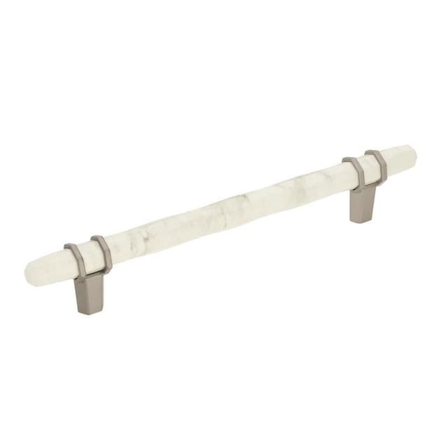 Amerock Carrione Series 6-5/16 in (160 mm) Center to Center Marble White/Polished Nickel Pull, -BP36650MWPN
