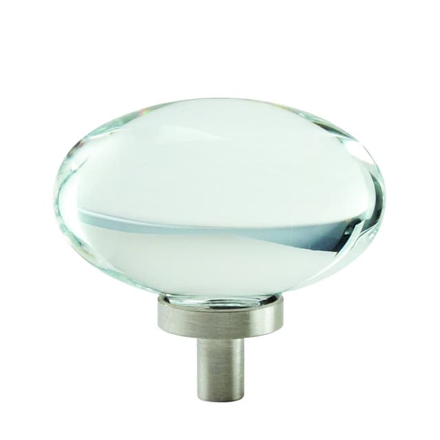 Amerock Glacio Series Clear/Satin Nickel 1-3/4 in (44 mm) L x 1 in (25 mm) W Knob, -BP36651CG10
