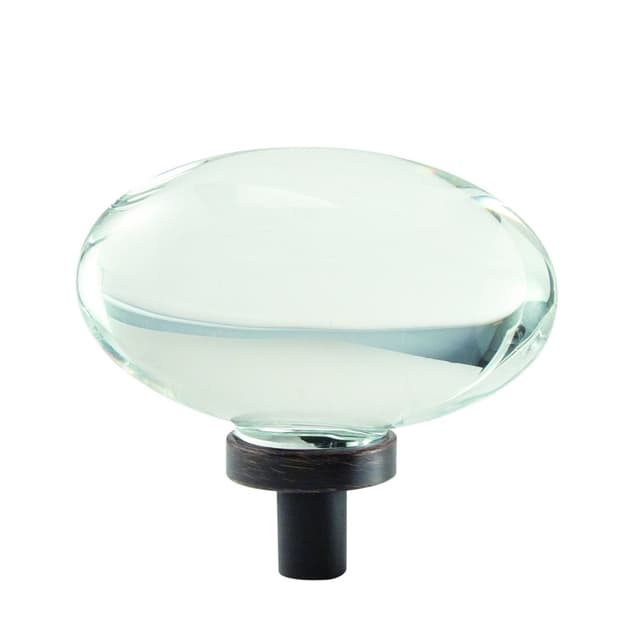 Amerock Glacio Series Clear/Oil Rubbed Bronze 1-3/4 in (44 mm) L x 1 in (25 mm) W Knob, -BP36651CORB