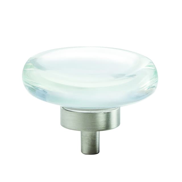 Amerock Glacio Series Clear/Satin Nickel 1-3/4 in (44 mm) Diameter Knob, - BP36652CG10