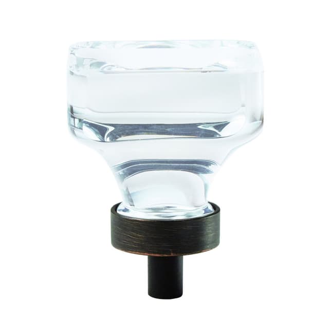 Amerock Glacio Series Clear/Oil Rubbed Bronze 1-3/8 in (35 mm) L x 1-3/8 in (35 mm) W Knob, -BP36653CORB