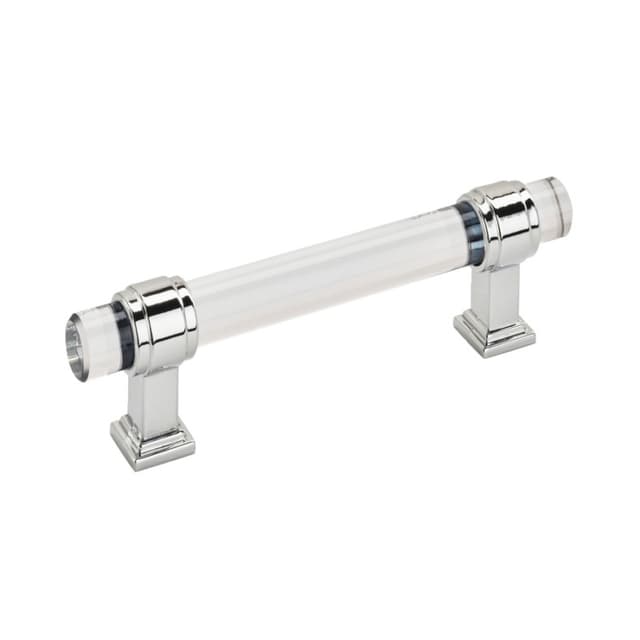 Amerock Glacio Series 3-3/4 in (96 mm) Center to Center Clear/Polished Chrome Pull, -BP36654C26