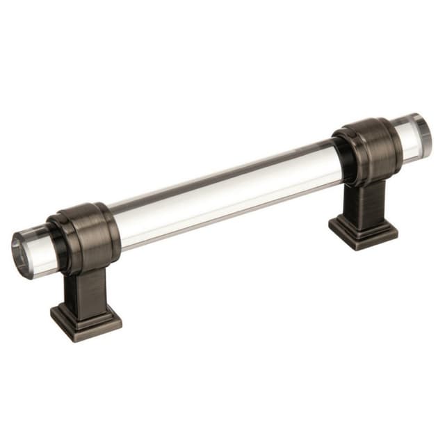 Amerock Glacio Series 3-3/4 in (95 mm) Center to Center Clear/Gunmetal Pull, -BP36654CGM