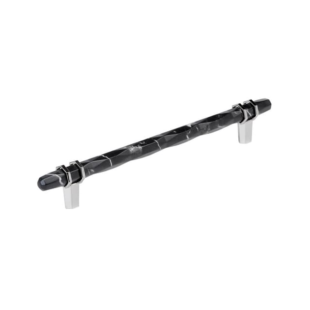 Amerock Carrione Series 8 in (203 mm) Center to Center Marble Black/Polished Nickel Pull, BP36663MBK26