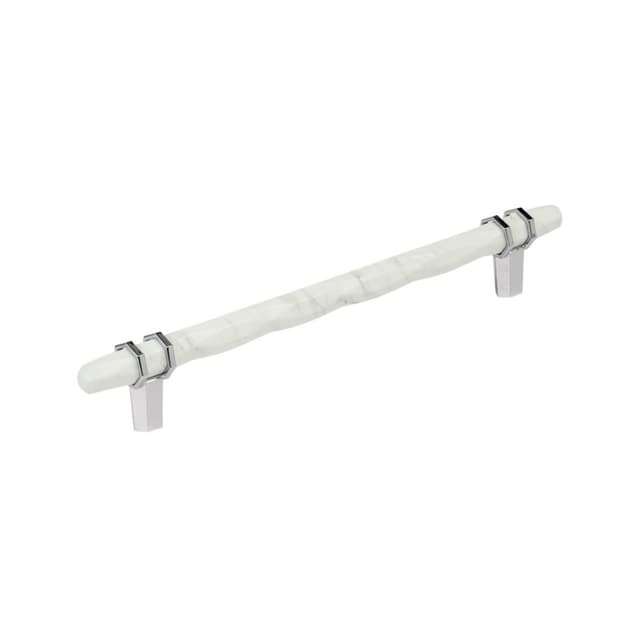 Amerock Carrione Series 8 in (203 mm) Center to Center Marble White/Polished Chrome Pull, BP36663MW26