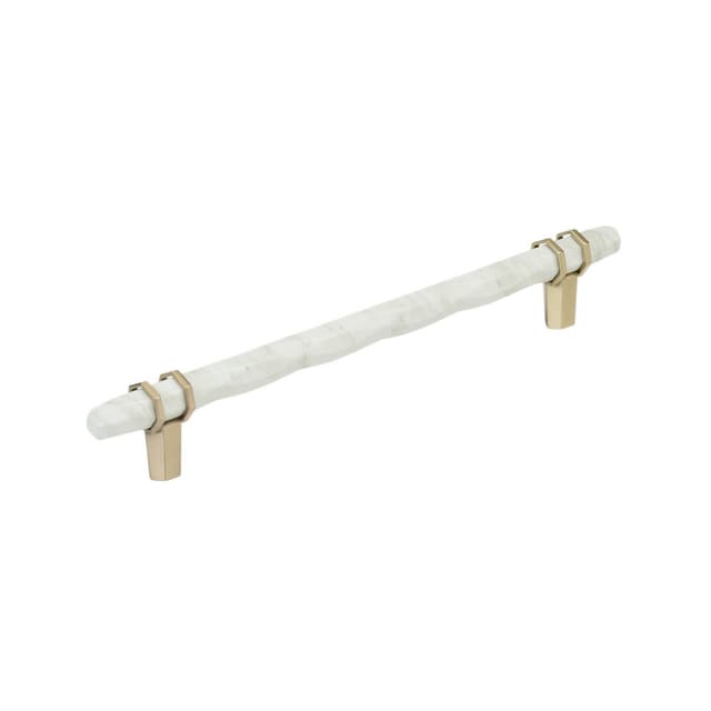 Amerock Carrione Series 8 in (203 mm) Center to Center Marble White/Golden Champagne Pull, BP36663MWBBZ