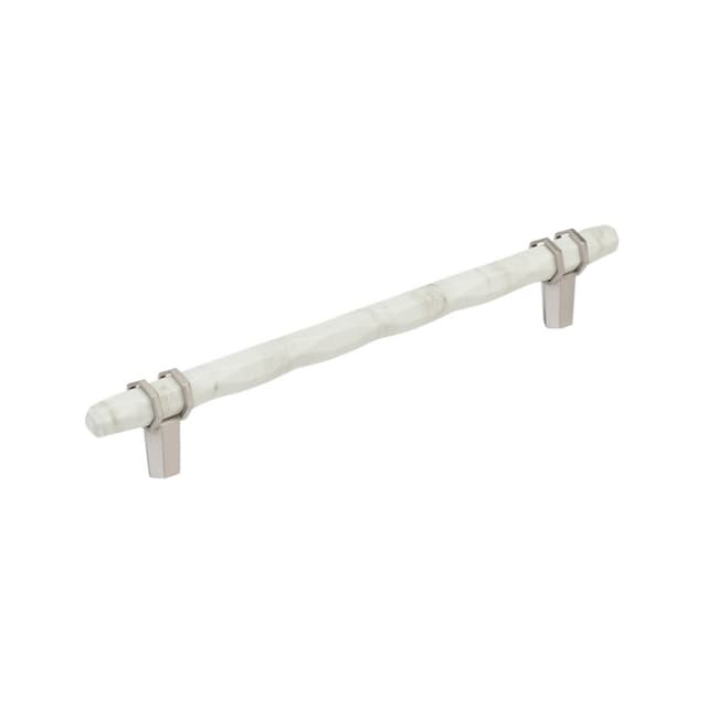 Amerock Carrione Series 8 in (203 mm) Center to Center Marble White/Satin Nickel Pull, BP36663MWG10