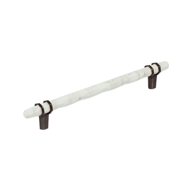 Amerock Carrione Series 8 in (203 mm) Center to Center Marble White/Oil Rubbed Bronze Pull, BP36663MWORB