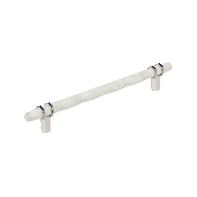 Amerock Carrione Series 8 in (203 mm) Center to Center Marble White/Polished Nickel Pull, BP36663MWPN