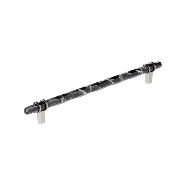 Amerock Carrione Series 10-1/16 in (256 mm) Center to Center Marble White/Polished Nickel Pull, BP36664MBKPN