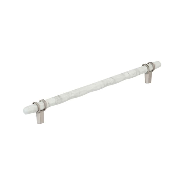 Amerock Carrione Series 10-1/16 in (256 mm) Center to Center Marble White/Satin Nickel Pull, BP36664MWG10