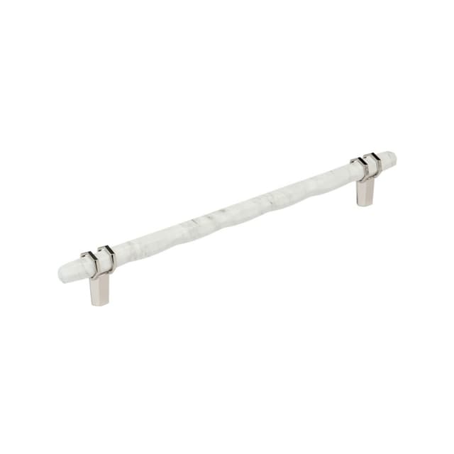 Amerock Carrione Series 10-1/16 in (256 mm) Center to Center Marble White/Polished Nickel Pull, BP36664MWPN