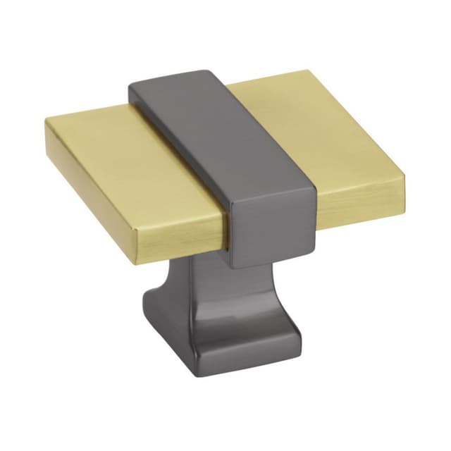 Amerock Overton Series Brushed Gold/Black Chrome 1-3/8 in (35 mm) L x 1-5/16 in (33 mm) W Knob, -BP36680BGLBCR