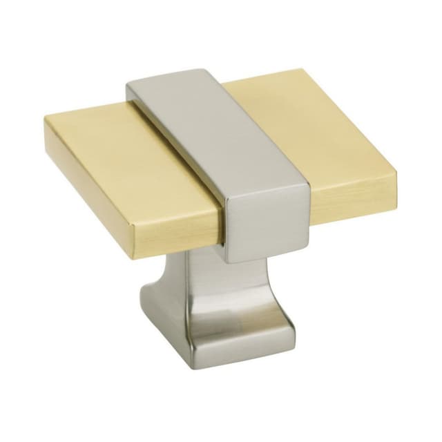 Amerock Overton Series Brushed Gold/Satin Nickel 1-3/8 in (35 mm) L x 1-5/16 in (33 mm) W Knob, -BP36680BGLG10