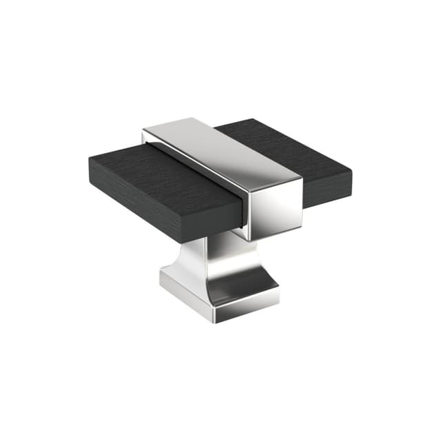 Amerock Overton Series Polished Chrome/Brushed Matte Black 1-3/8 in (35 mm) L x 1-5/16 in (33 mm) W Knob, BP36680BMB26