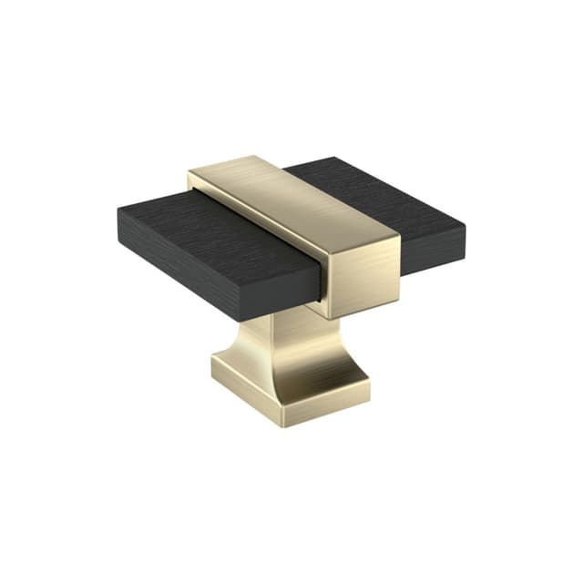 Amerock Overton Series Brushed Matte Black/Golden Champagne 1-3/8 in (35 mm) L x 1-5/16 in (33 mm) W Knob, BP36680BMBBBZ