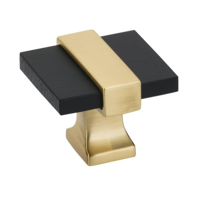 Amerock Overton Series Brushed Matte Black/Brushed Gold 1-3/8 in (35 mm) L x 1-5/16 in (33 mm) W Knob, -BP36680BMBBGL