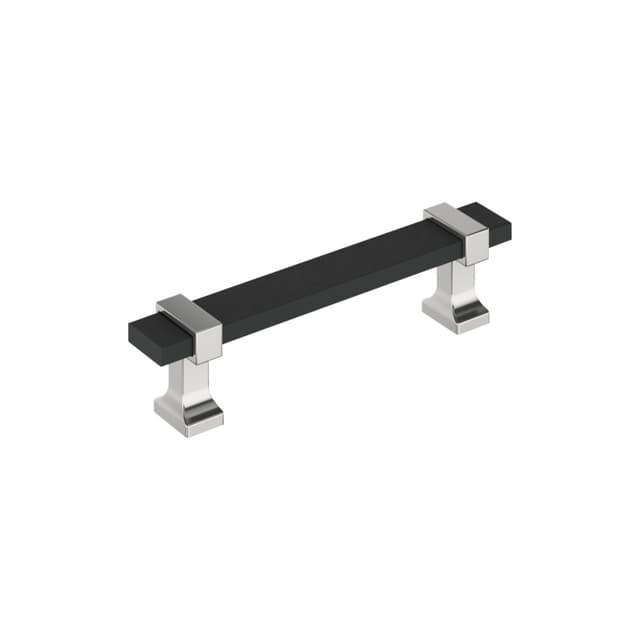Amerock Overton Series 3-3/4 in (95 mm) Center to Center Matte Black/Polished Chrome Pull, BP36681BMB26