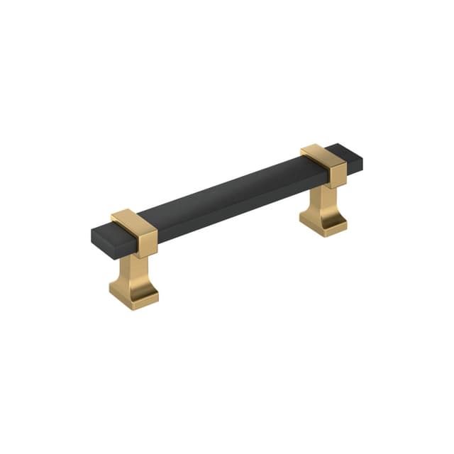 Amerock Overton Series 3-3/4 in (95 mm) Center to Center Matte Black/Golden Champagne Pull, BP36681BMBCZ