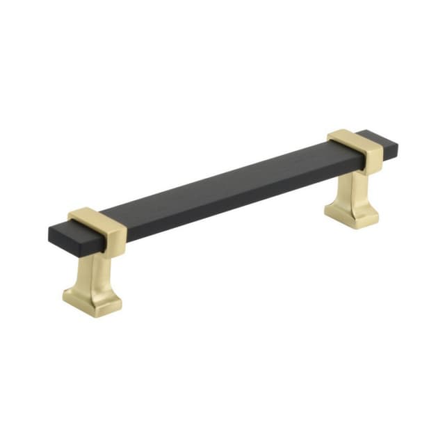 Amerock Overton Series 5-1/16 in (128 mm) Center to Center Brushed Matte Black/Brushed Gold Pull, -BP36682BMBBGL