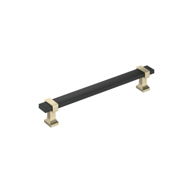 Amerock Overton Series 6-5/16 in (160 mm) Center to Center Matte Black/Golden Champagne Pull, BP36683BMBBBZ